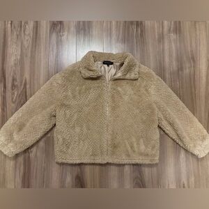 Eclipse Plush Tan Teddy Zip-Up Jacket